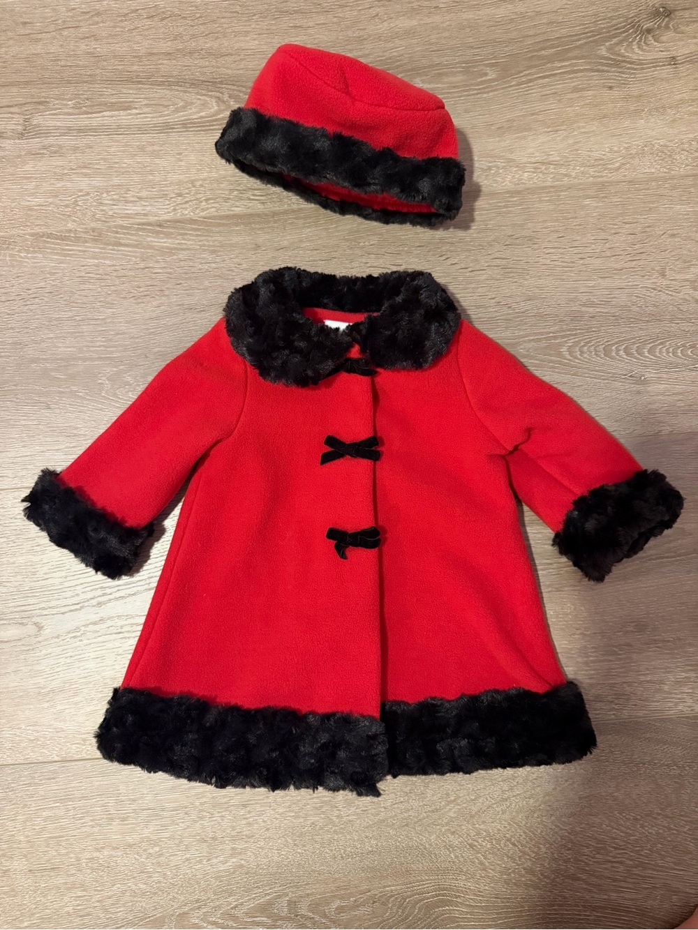 Peacoat with Black Faux-Fur Trim and Matching Hat 9 months